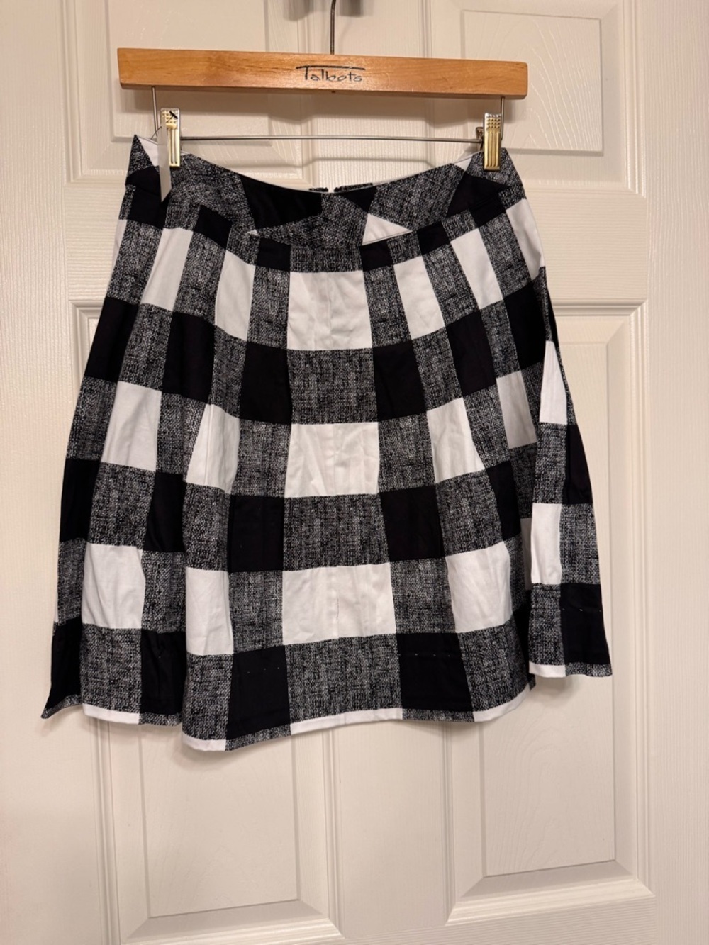 Talbots Black and White Check Circle Skirt